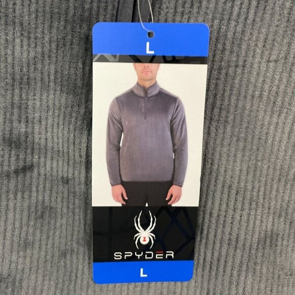 NEW Spyder Mens L Gray 1/4 Zip Pullover Sweatshirt Ribbed - Picture 7 of 9